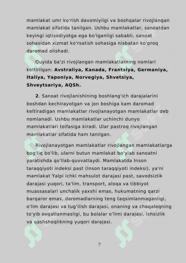 Mavzu: O‘zbekistonning Jahon bozoriga kirib borishining ijtimoiy-iqtisodiy muammolari 7