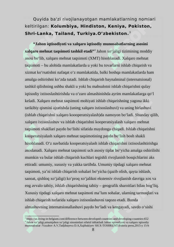 Mavzu: O‘zbekistonning Jahon bozoriga kirib borishining ijtimoiy-iqtisodiy muammolari 8