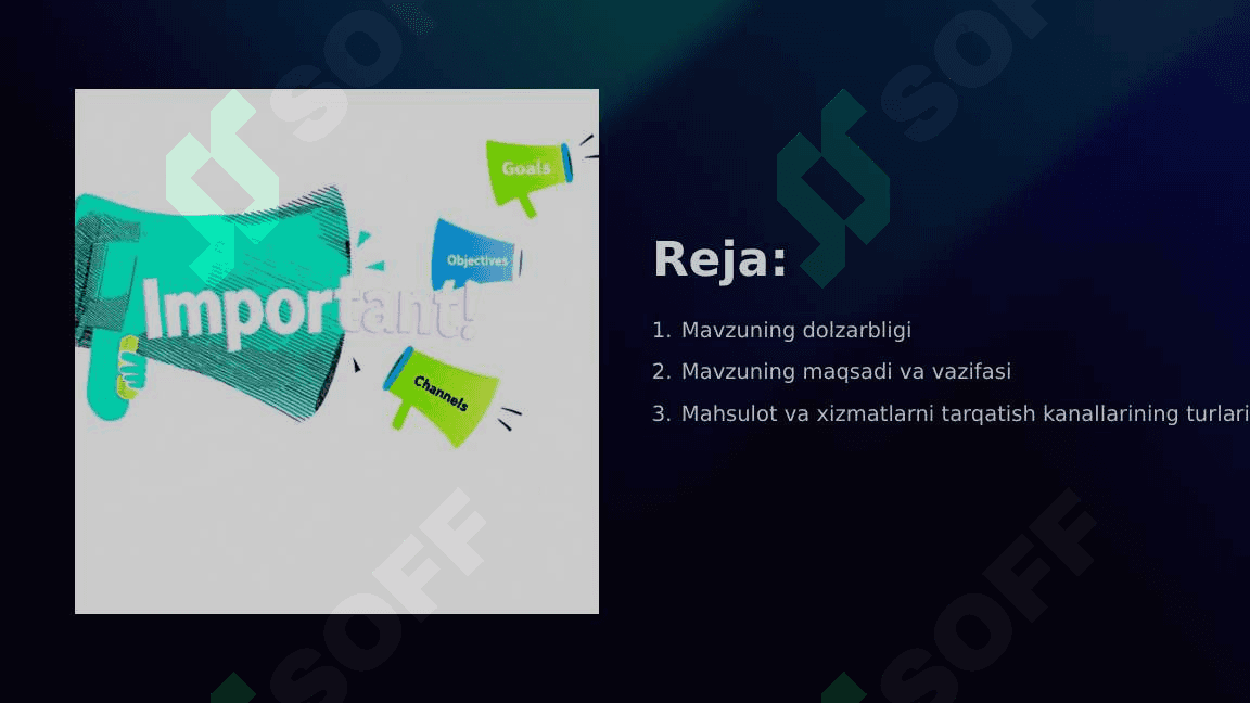 Mahsulot va xizmatlarni tarqarish kanallari sonini aniqlash 2