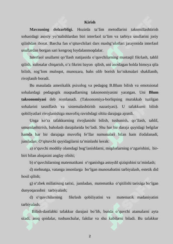 :    4-sinf Matematika darslarida interfaol usullardan  foydalanish. 2
