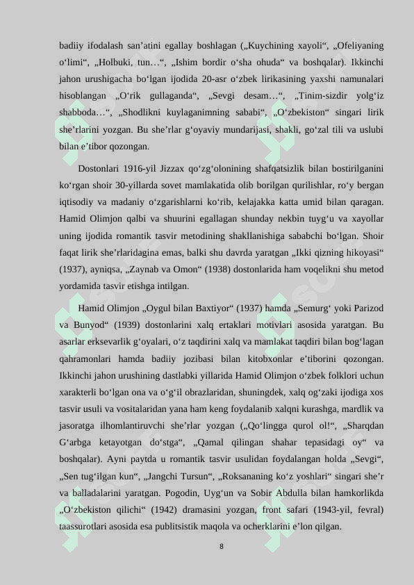HAMID OLIMJON IJODI VA ADABIY TANQID 8