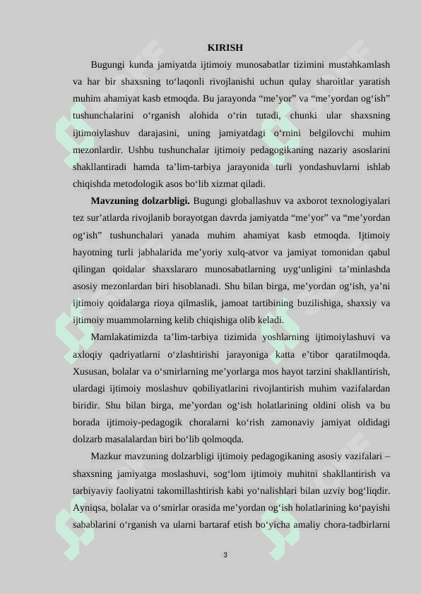 Ijtimoiy pedagogikada “me’yor” va “me’yordan og’ish” tushunchasi. 3
