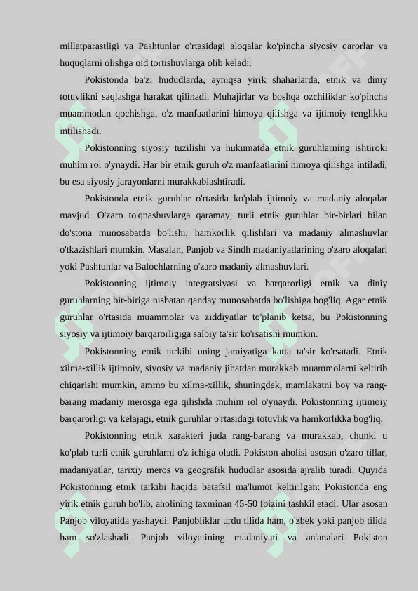 Pokistonning asosiy etnik guruhlari panjobliklar,sindhilar baluchlar va pushtunlarning tarixi va madaniyati 3