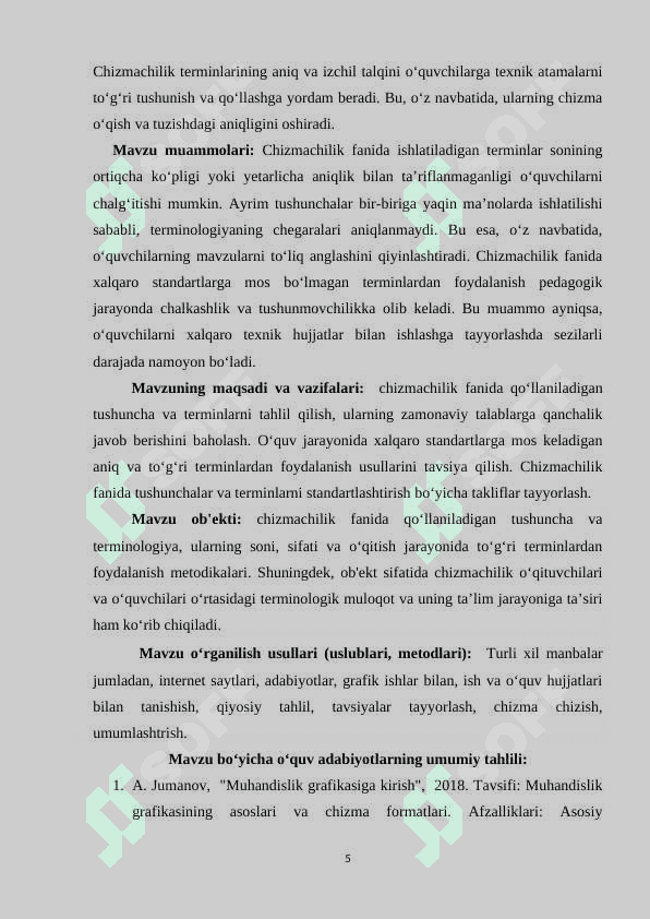 Tushuncha(termin)larning son va sifat muammosi. Chizmachilik terminologiyasi va o‘qitishda to‘g‘ri terminlardan foydalanish 5