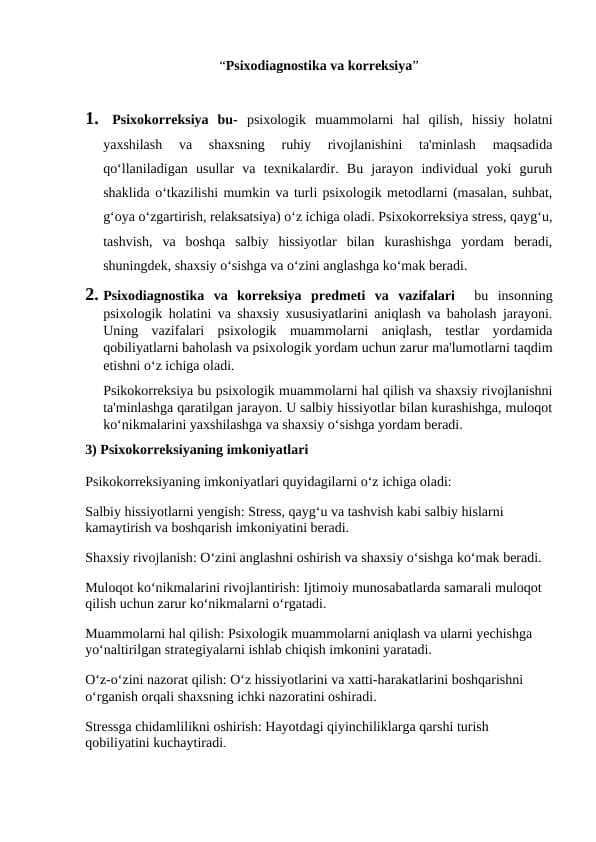 Psixokorreksiya