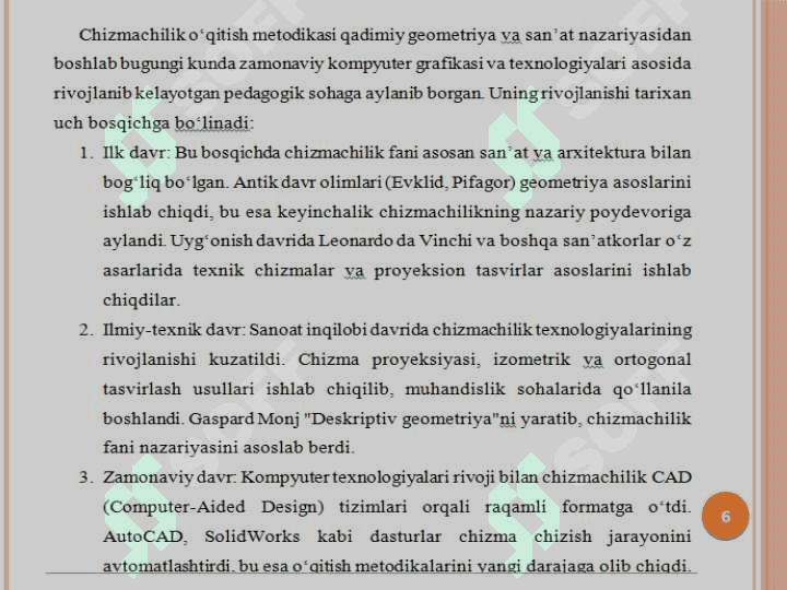 Umumta’lim maktablari va professional ta’limda chizmachilik fanini o‘qitish metodikasi 6