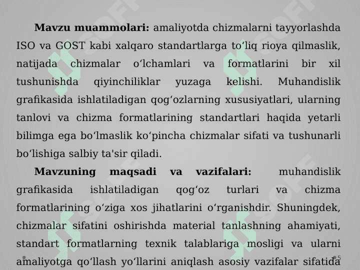 Muhandislik grafikasida qog‘oz turlari.  Chizma formatlarining turlari 5