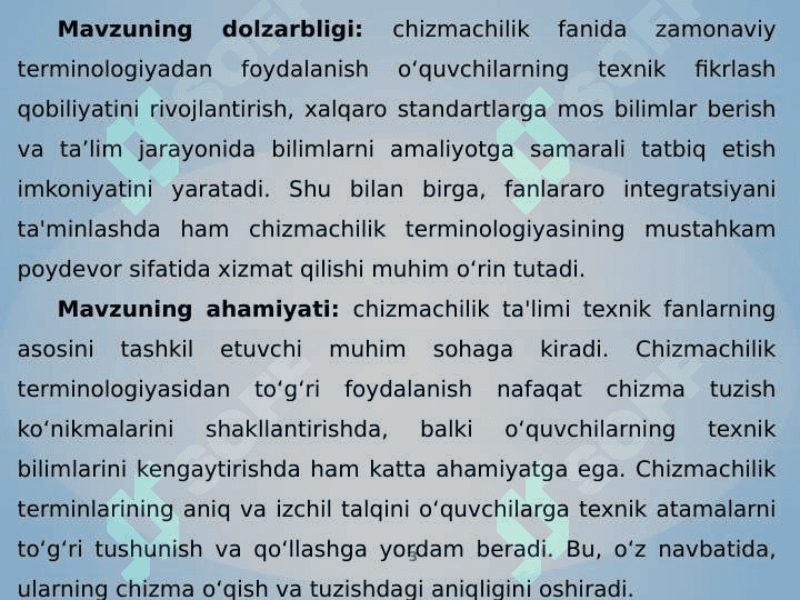 Tushuncha(termin)larning son va sifat muammosi. Chizmachilik terminologiyasi va o‘qitishda to‘g‘ri terminlardan foydalanish 3