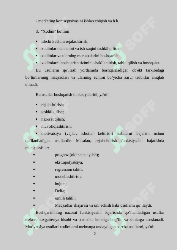 Aloqa korxonalarini boshqarish usullari 5