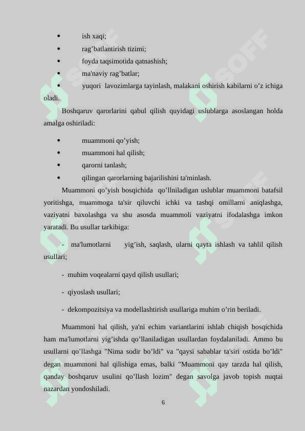 Aloqa korxonalarini boshqarish usullari 6