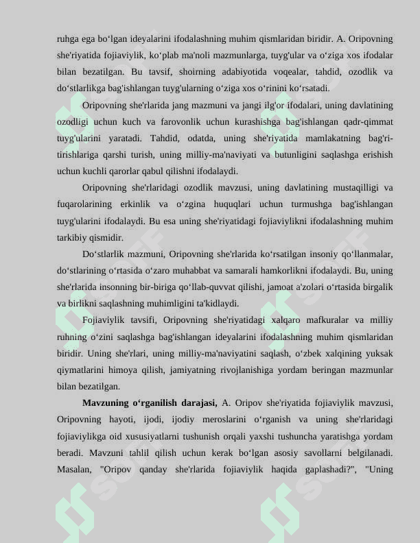 Abdulla Oripov she’riyatida- fojiaviylik” kurs ishi 3