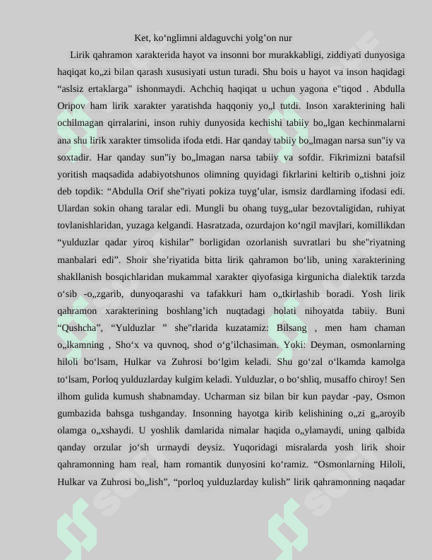 Abdulla Oripov she’riyatida- fojiaviylik” kurs ishi 8