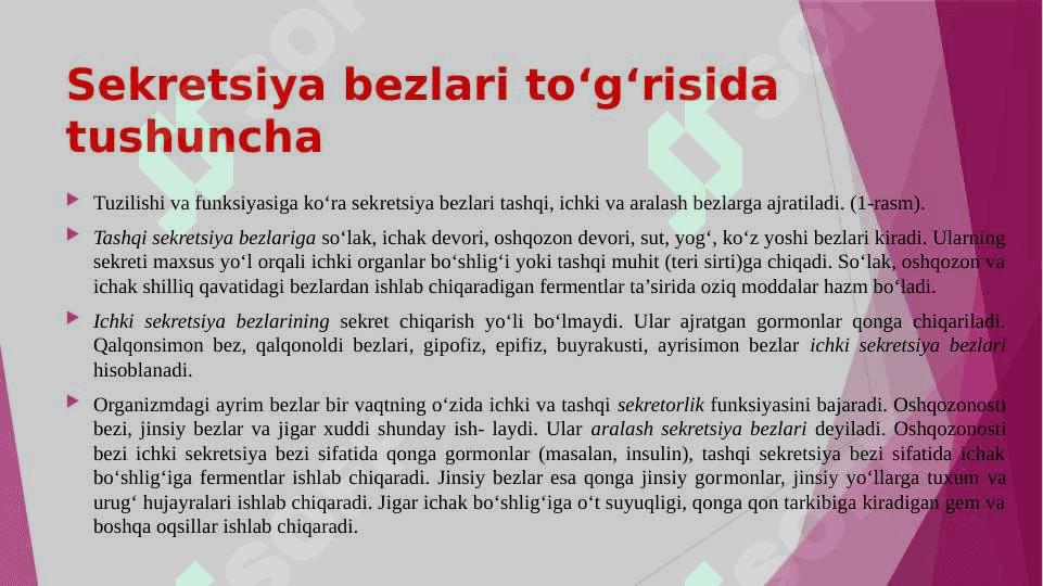 ICHKI SEKRETSIYA BEZLARI VA ULARNING GORMONLARI 2
