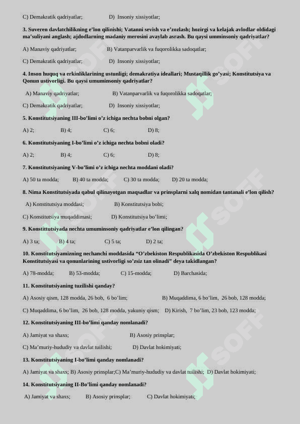 9-sinf Huquq Mavzulashtirilgan test. 3
