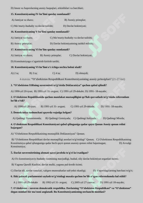 9-sinf Huquq Mavzulashtirilgan test. 4