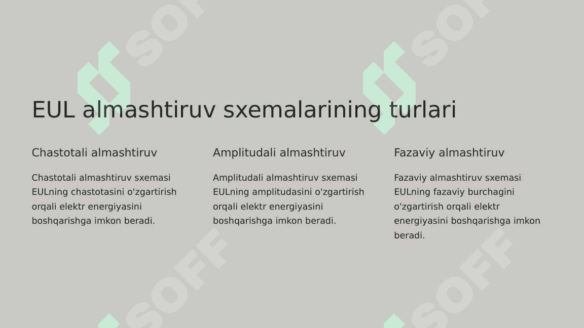 EUL almashtiruv sxemalari 2