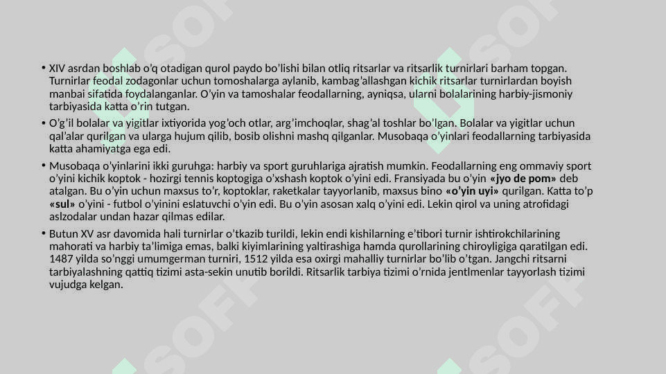 O’rta asrlarda jismoniy tarbiya va sport (V–XVII asrlar) 7