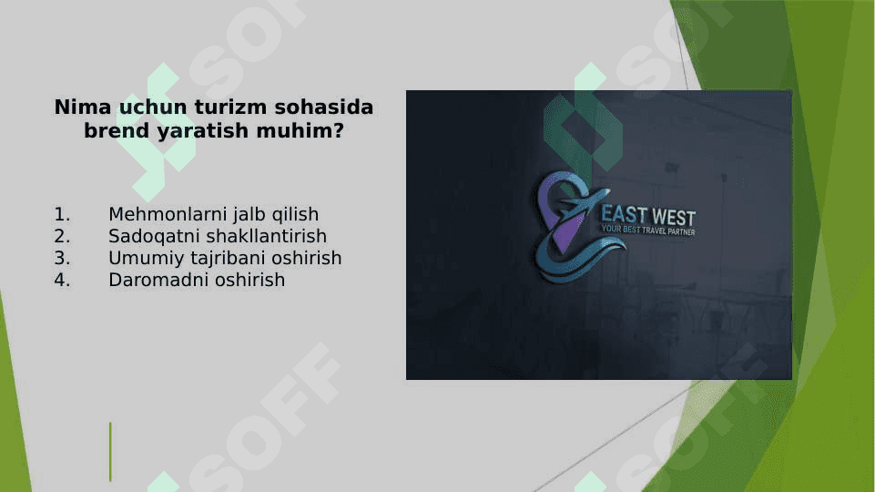 Turizm sohasida brend yaratish, ommaviy uchrashuv va namoyishlarni tashkil etish 6