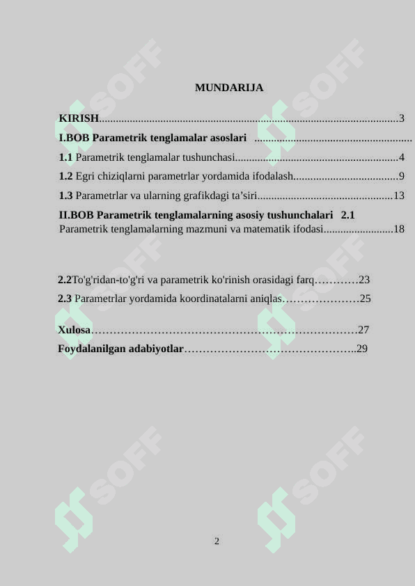 Parametrik tenglamalar bilan berilgan egri  chiziqlarni chizish 2