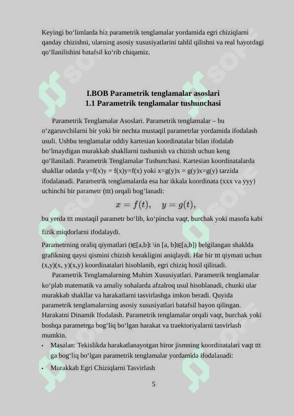 Parametrik tenglamalar bilan berilgan egri  chiziqlarni chizish 5