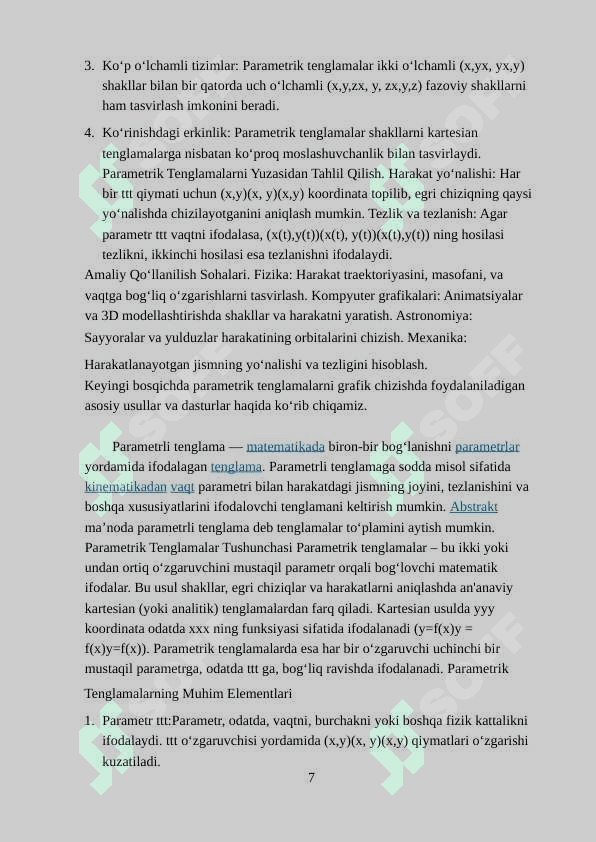 Parametrik tenglamalar bilan berilgan egri  chiziqlarni chizish 7