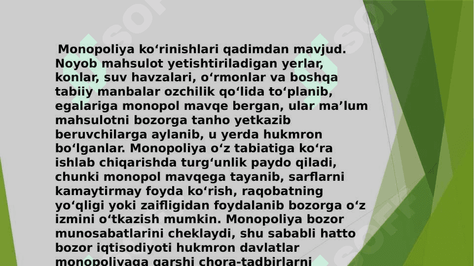MAVZU: Raqobatlashmagan bozor sharoitida monopol narx belgilash va bozor hokimyati 3