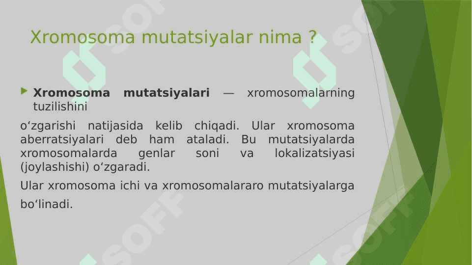 Xramasomalar mutatsiyasiga oid masala va mashqlar yechish 2