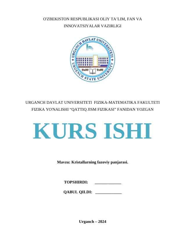 Kristallarning fazoviy panjarasi 1