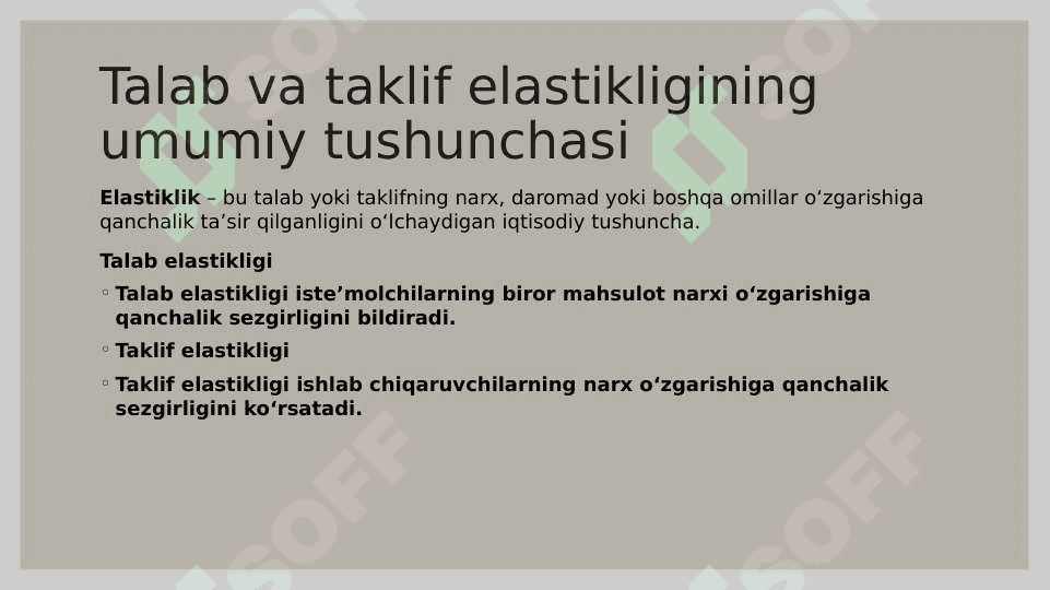Talab va taklif elastikligiga kora soliq yukini hisoblash 2