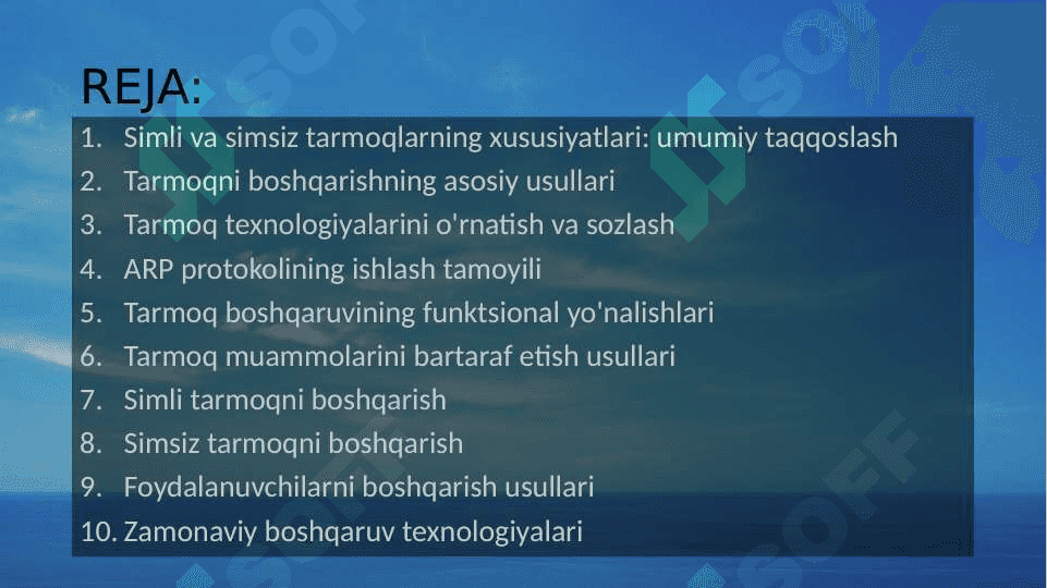 Simli va simsiz tarmoqlarda qo'llaniladigan tarmoqni boshqarishning turli usullarini tahlil qilish 2