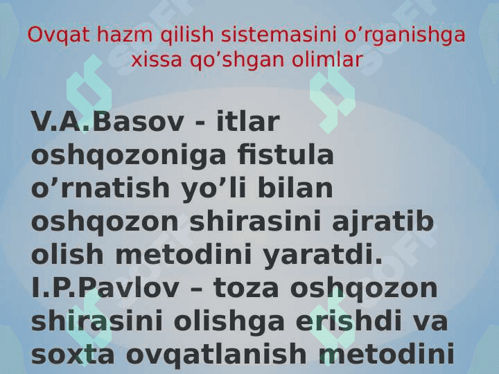 Ovqat hazm qilish sistemasi boshqarilishi 2