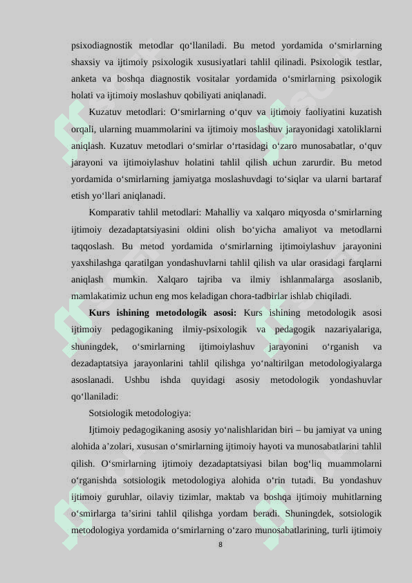 O‘smirlarning ijtimoiy dezadaptatsiyasini oldini olishga doir kompleks yondashuv 8