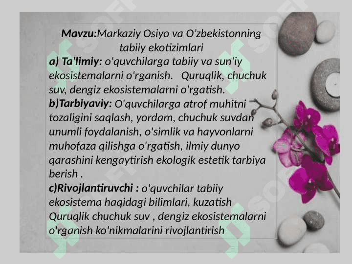 Markaziy Osiyo va O’zbekistonning tabiiy ekotizimlari (PEDAGOGIK) 2