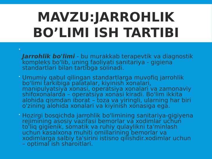 Jarrohlik bo‘limi ish tartibi 1