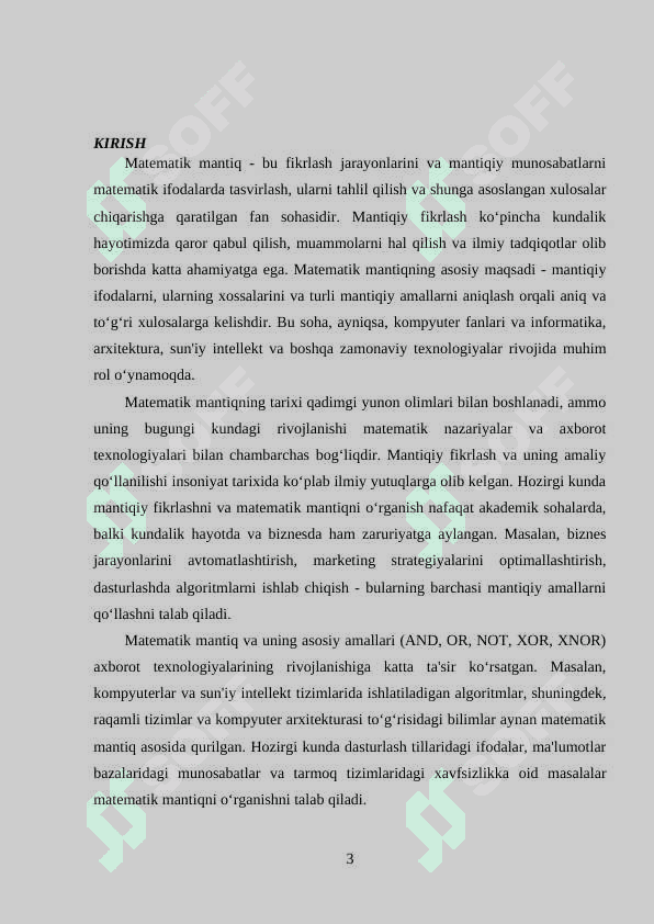 Matematik mantiq tushunchasi va mantiqiy amallar, ular ustida munosabatlar 3