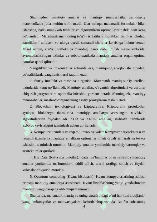 Matematik mantiq tushunchasi va mantiqiy amallar, ular ustida munosabatlar 4