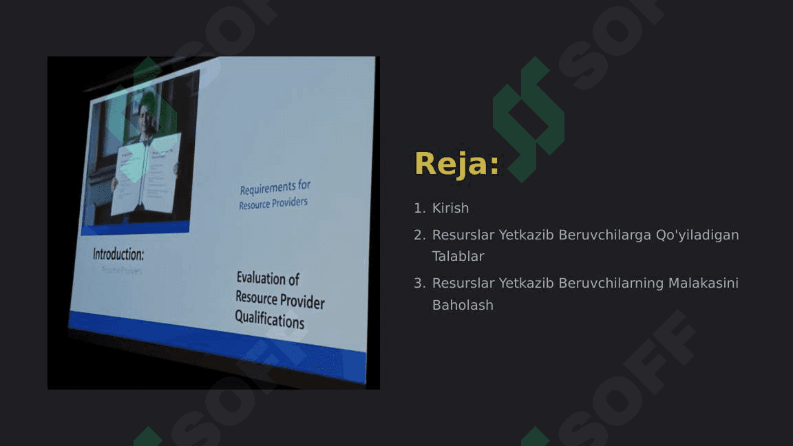 Resurslar yetkazib beruvchilarni tanlash 2