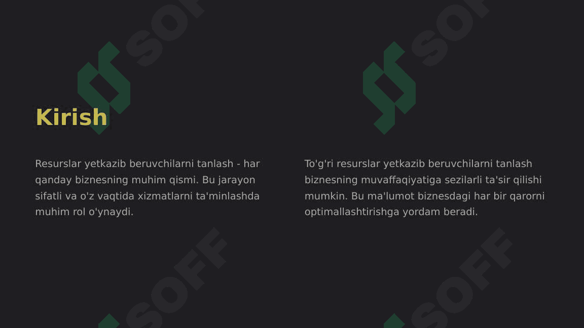 Resurslar yetkazib beruvchilarni tanlash 3