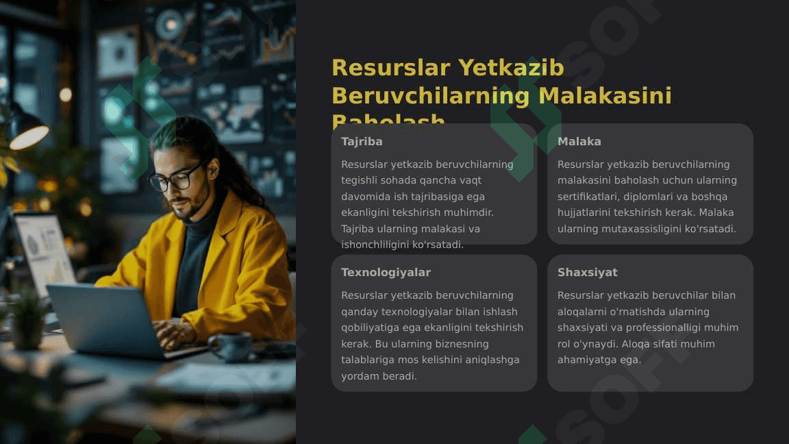 Resurslar yetkazib beruvchilarni tanlash 5