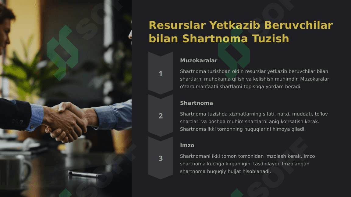 Resurslar yetkazib beruvchilarni tanlash 8