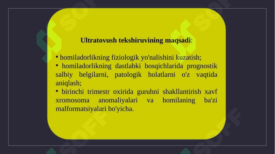 Ultratovush tadqiqot homiladorlikning birinchi trimestrida 2