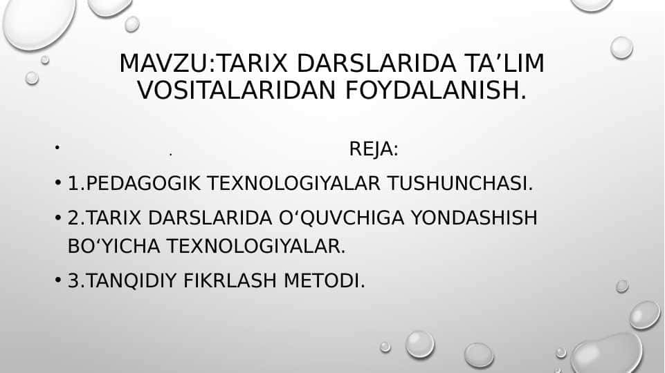Tarix darslarida taʼlim Vositalaridan foydalanish 1