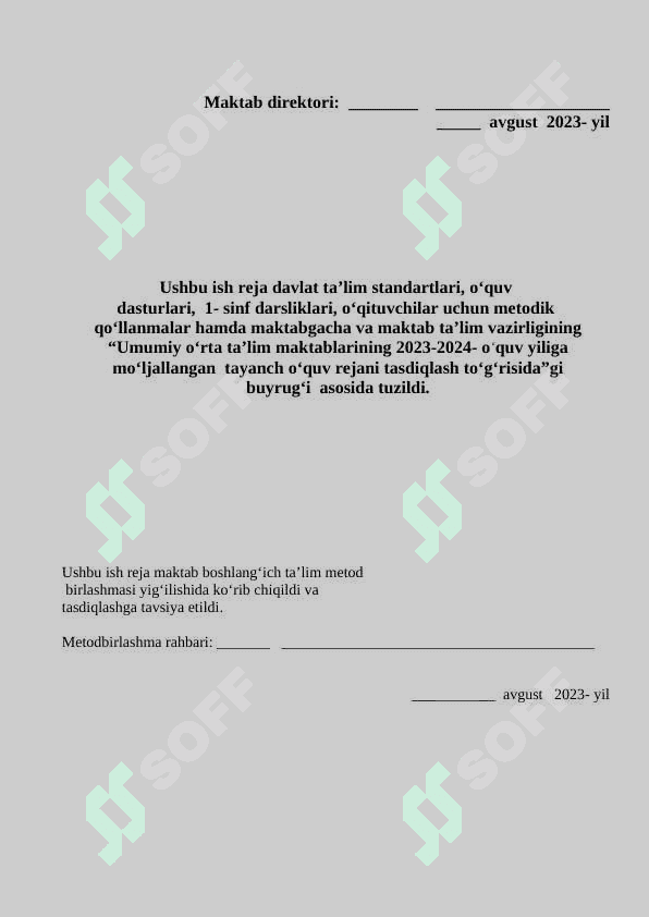 ish reja 1-sinf 2