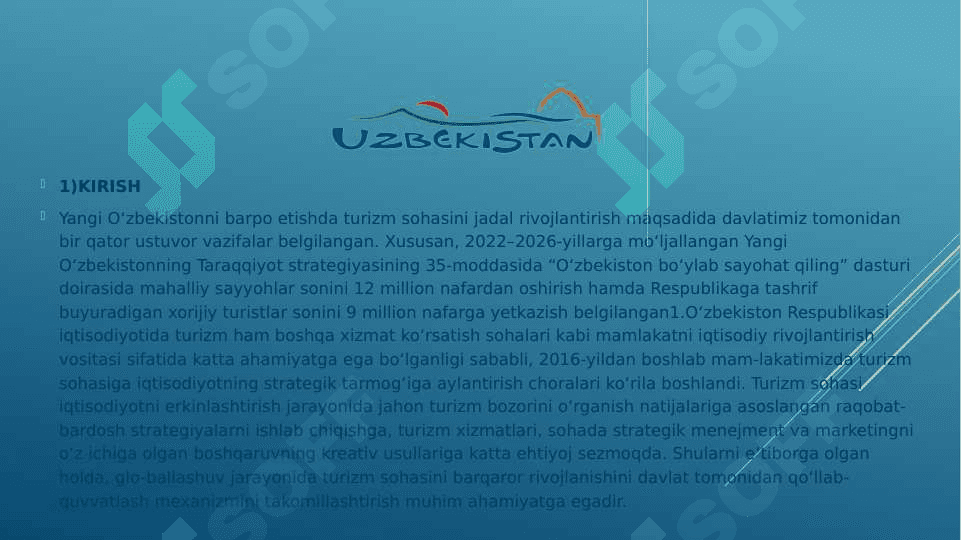 O‘zbekistonda turizm sohasini rivojlantirishni istiqbollari 2