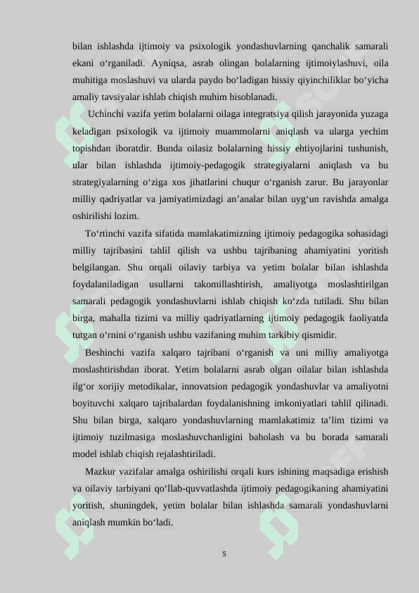 Oila tiplari va yetim bolani asrab olgan oila bilan olib boriladigan ijtimoiy pedagogik faoliyat 5