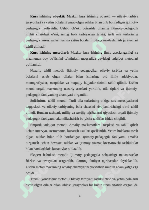 Oila tiplari va yetim bolani asrab olgan oila bilan olib boriladigan ijtimoiy pedagogik faoliyat 6