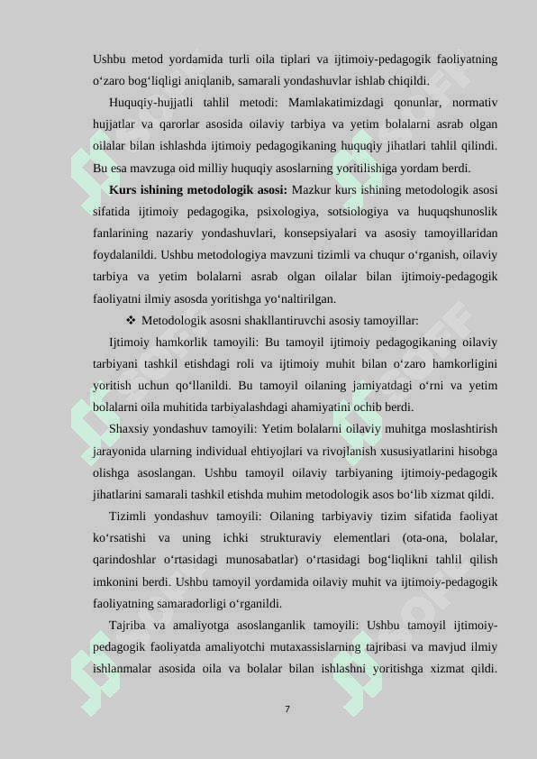 Oila tiplari va yetim bolani asrab olgan oila bilan olib boriladigan ijtimoiy pedagogik faoliyat 7