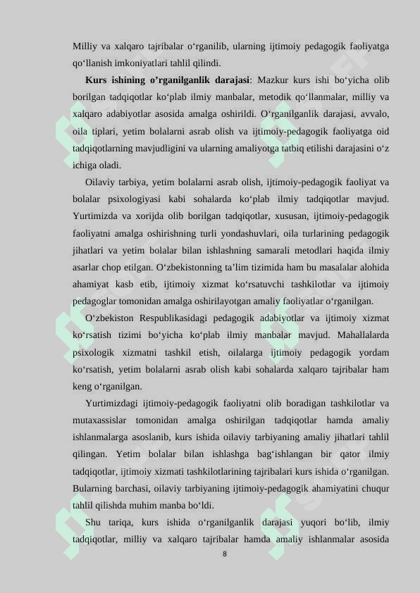 Oila tiplari va yetim bolani asrab olgan oila bilan olib boriladigan ijtimoiy pedagogik faoliyat 8