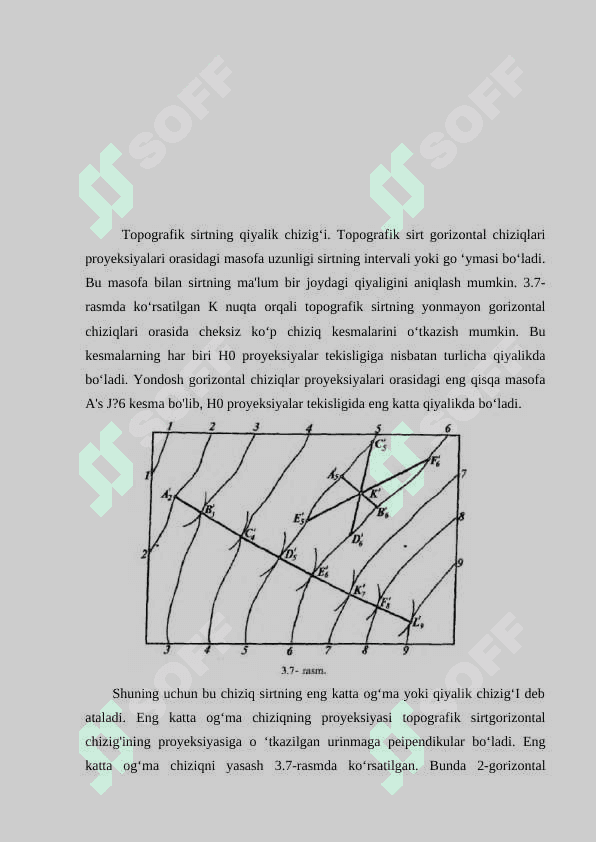 Topografik sirtda nuqta tanlash va sirtlaming xarakterli chiziqlarini chizish. (O‘zbekiston xaritasi maketi) 6