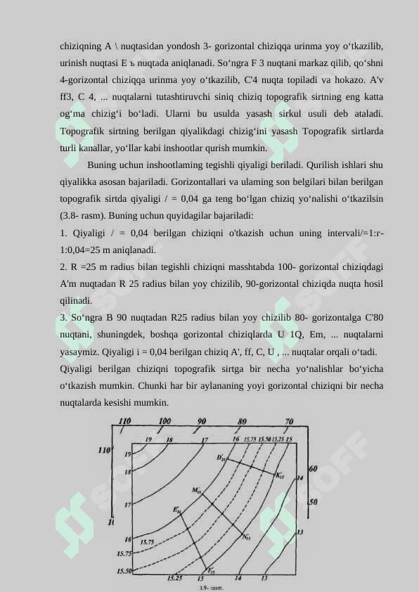 Topografik sirtda nuqta tanlash va sirtlaming xarakterli chiziqlarini chizish. (O‘zbekiston xaritasi maketi) 7